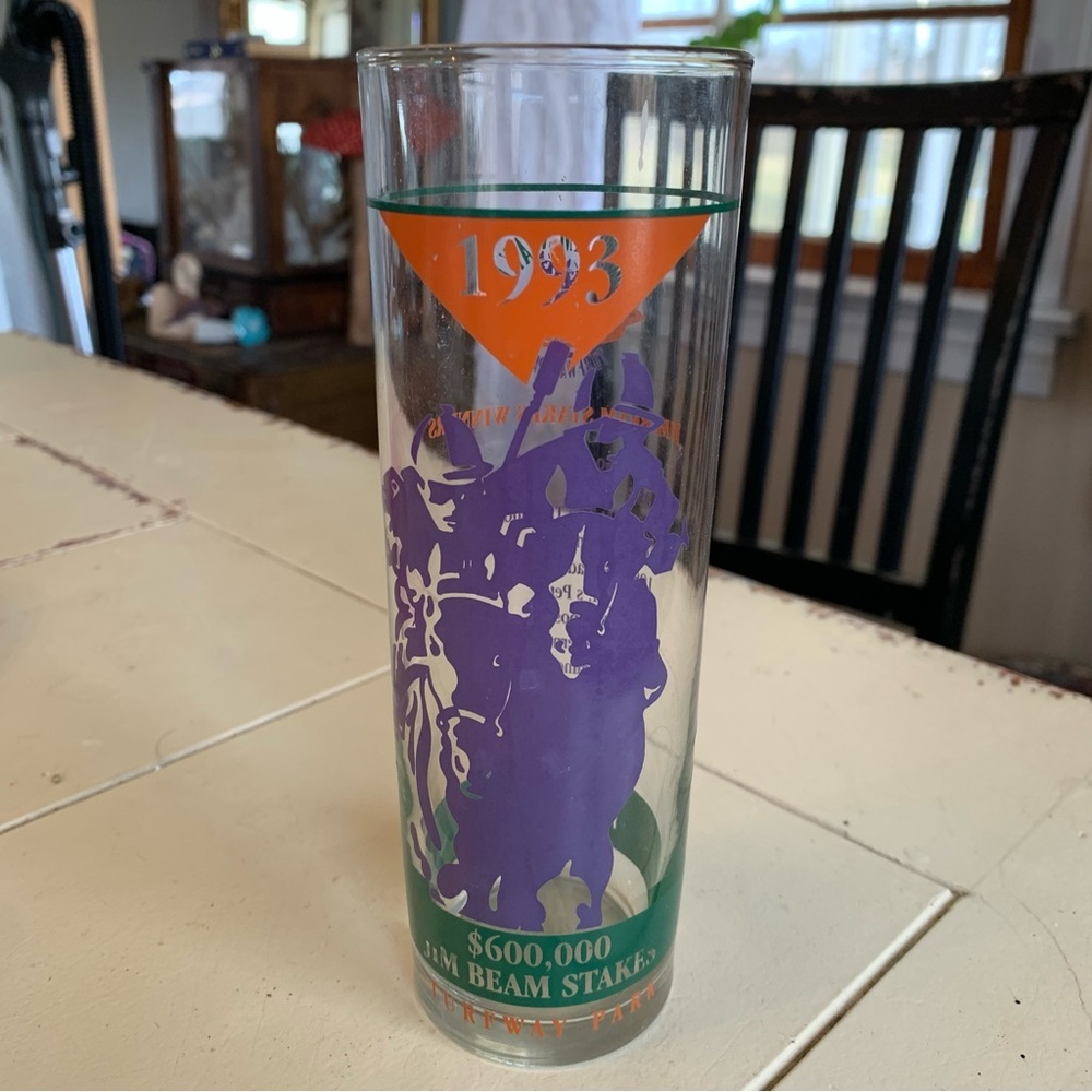 1993 Jim Beam Stakes Glass Turfway Park Kentucky Derby Prep Souvenir Horse Race